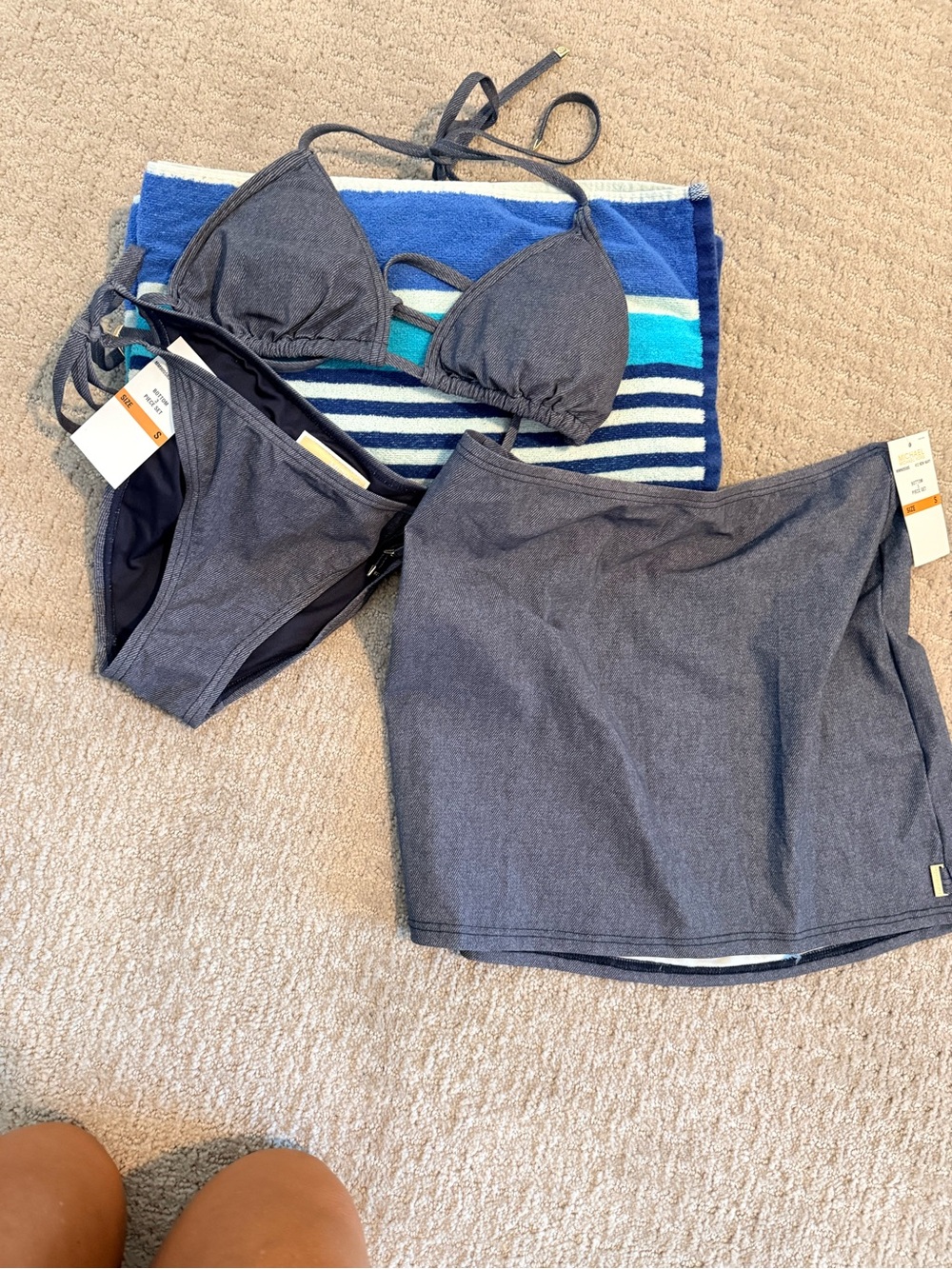 MICHAEL Michael Kors denim blue Triangle Bikini with Skirted Bottom